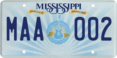 MS license plate MAA002