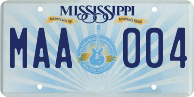 MS license plate MAA004