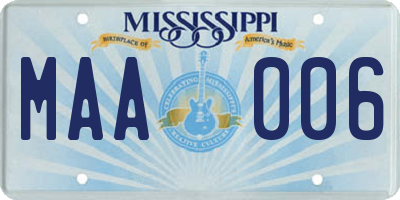 MS license plate MAA006