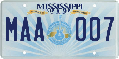 MS license plate MAA007