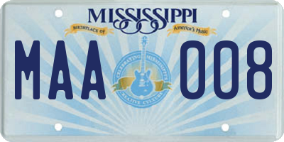 MS license plate MAA008