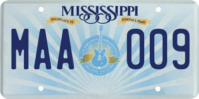 MS license plate MAA009
