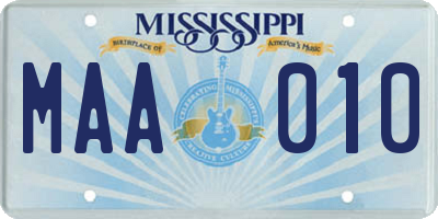 MS license plate MAA010