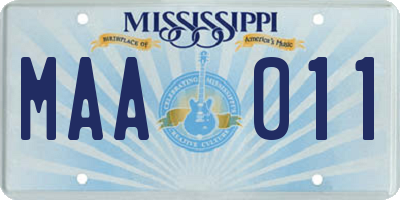 MS license plate MAA011