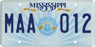 MS license plate MAA012