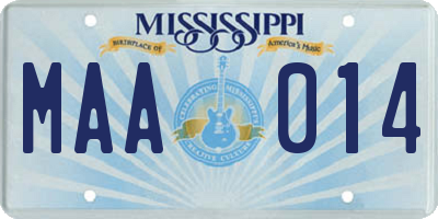 MS license plate MAA014