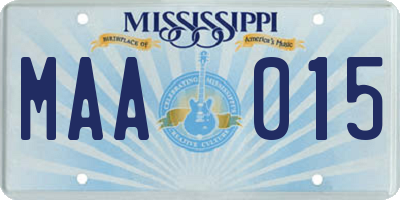 MS license plate MAA015