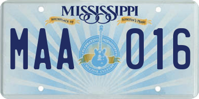 MS license plate MAA016