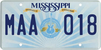 MS license plate MAA018