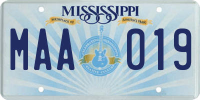 MS license plate MAA019