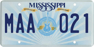 MS license plate MAA021