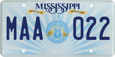MS license plate MAA022