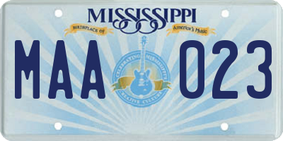 MS license plate MAA023