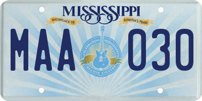 MS license plate MAA030