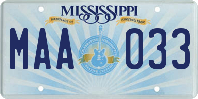 MS license plate MAA033