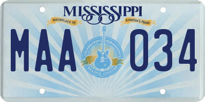 MS license plate MAA034