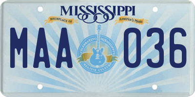 MS license plate MAA036