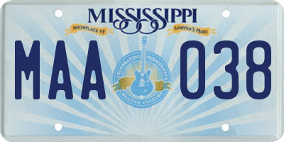 MS license plate MAA038