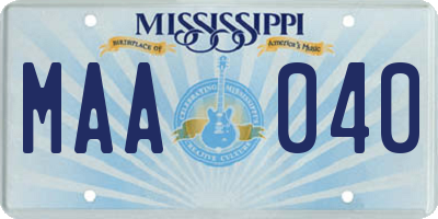 MS license plate MAA040