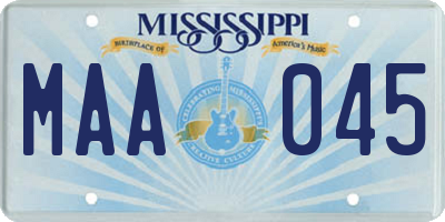 MS license plate MAA045