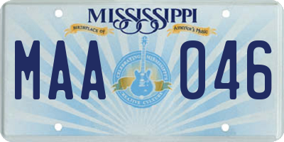 MS license plate MAA046