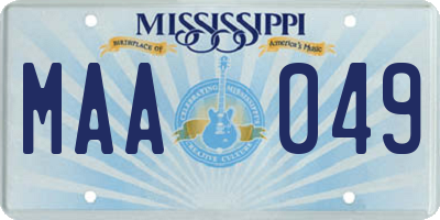 MS license plate MAA049
