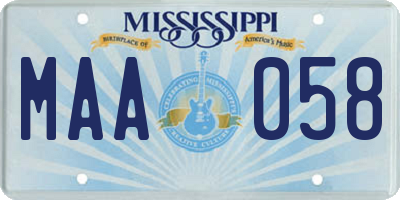 MS license plate MAA058