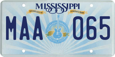 MS license plate MAA065