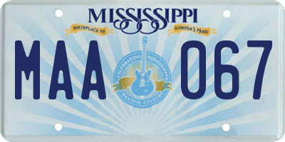 MS license plate MAA067