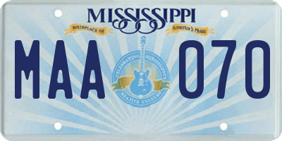 MS license plate MAA070