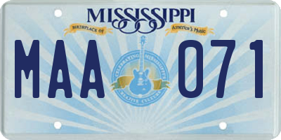 MS license plate MAA071