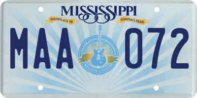 MS license plate MAA072