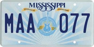 MS license plate MAA077