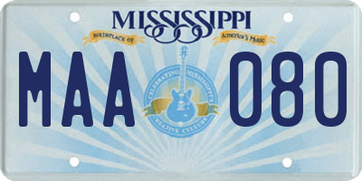 MS license plate MAA080