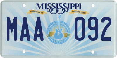 MS license plate MAA092