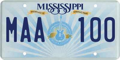 MS license plate MAA100