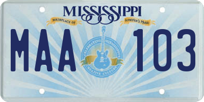 MS license plate MAA103