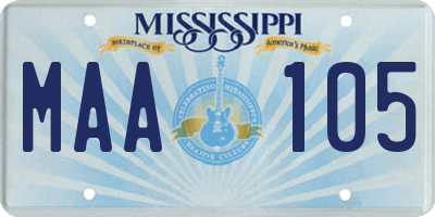 MS license plate MAA105