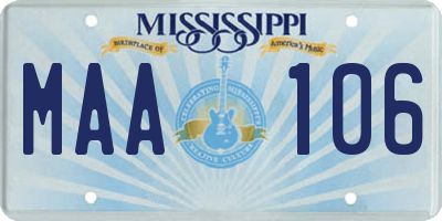 MS license plate MAA106