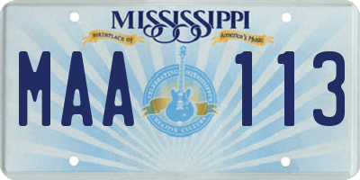 MS license plate MAA113