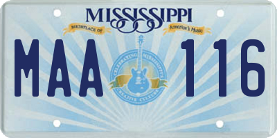 MS license plate MAA116