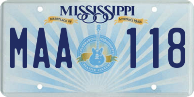 MS license plate MAA118