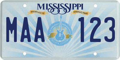MS license plate MAA123