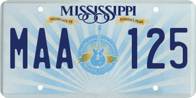 MS license plate MAA125