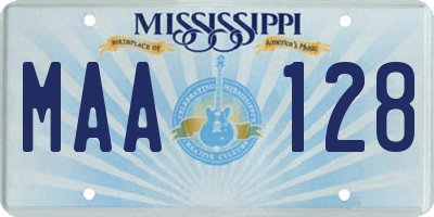 MS license plate MAA128