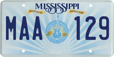 MS license plate MAA129