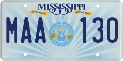 MS license plate MAA130