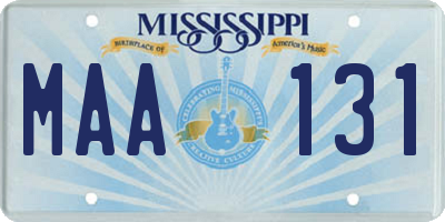 MS license plate MAA131