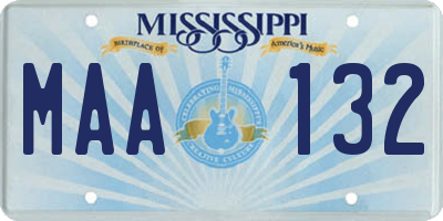 MS license plate MAA132