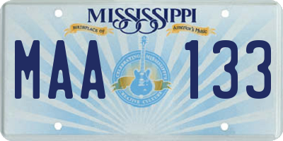 MS license plate MAA133